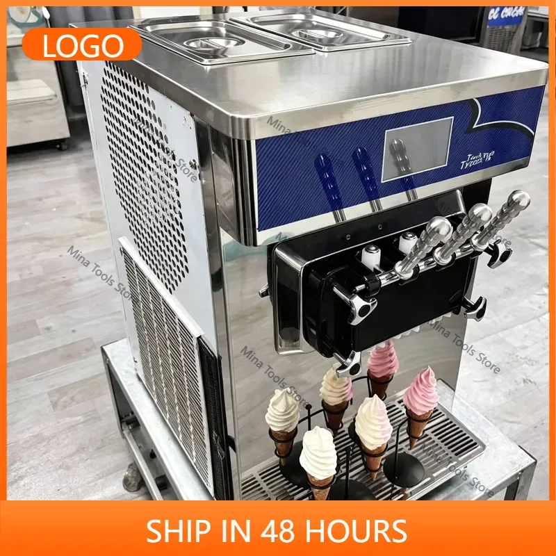 Desktop 3 Nozzle Soft Serve Ice Cream Machine with Air Pump Frozen Yogurt & Acai Bowl Machine for Food Trucks Milk