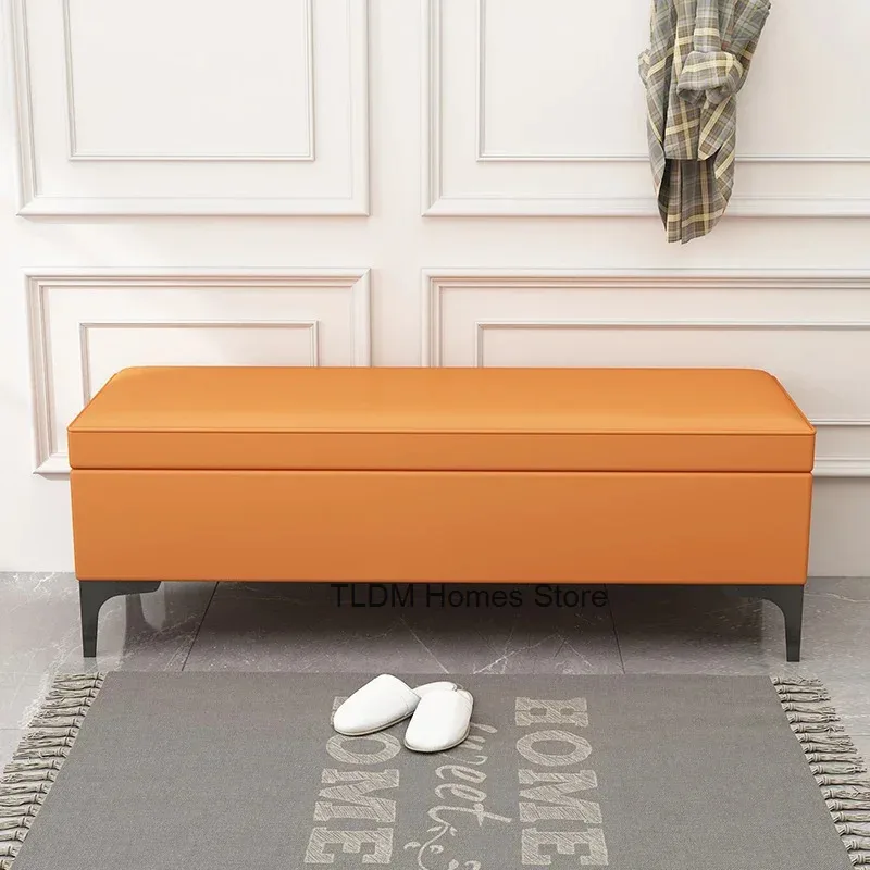 Luxury comfy Stepping Stool Minimalism Trendy European Simple Step Stool Storage Orange Cambiar Taburete De Zapatos Furniture