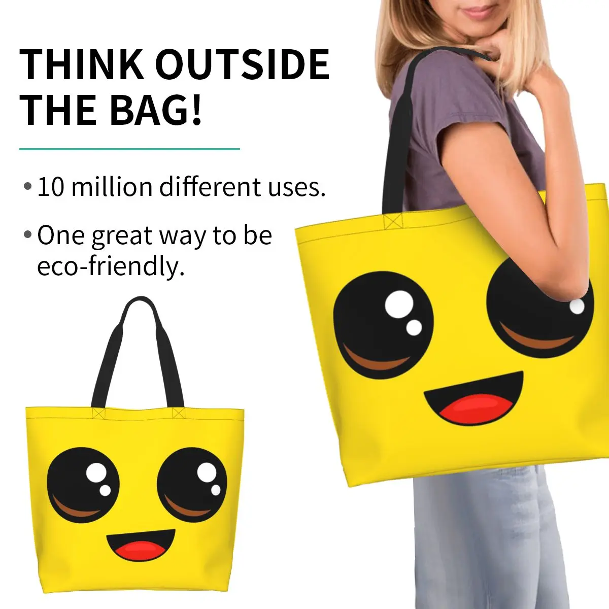 Banana Peely Battle Royale Character Shopping Tote Bag Canvas Large Capacity Shoulder Bags Shopper Grocery Handbag for Women