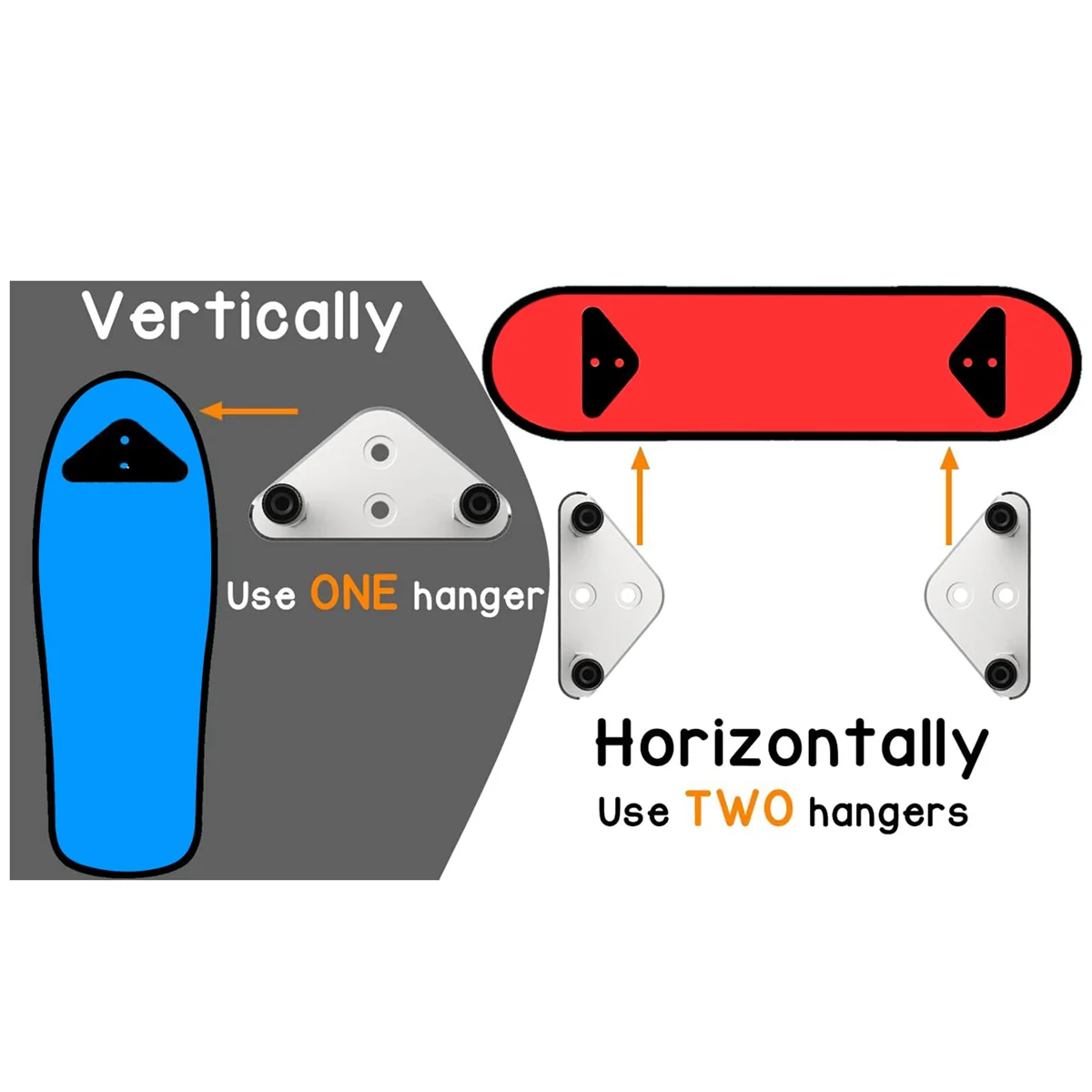 A008 6 Packs Skateboard Wall Mount Metal Skateboard Hanger with 2 Screw Holes for Display Skateboard Deck Storage