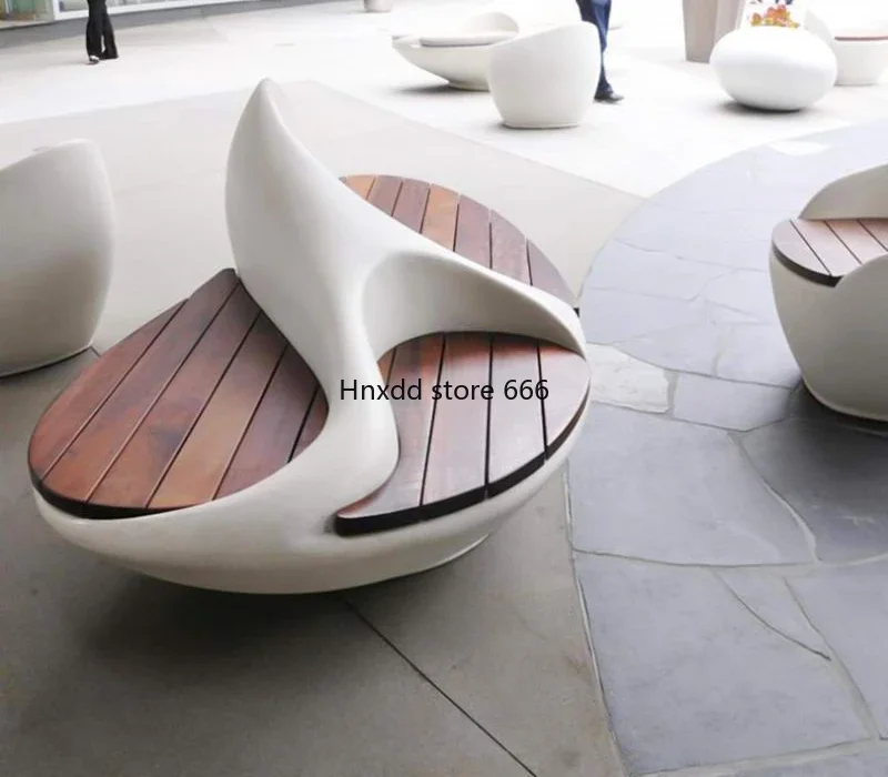 FRP lounge chair outdoor wood veneer