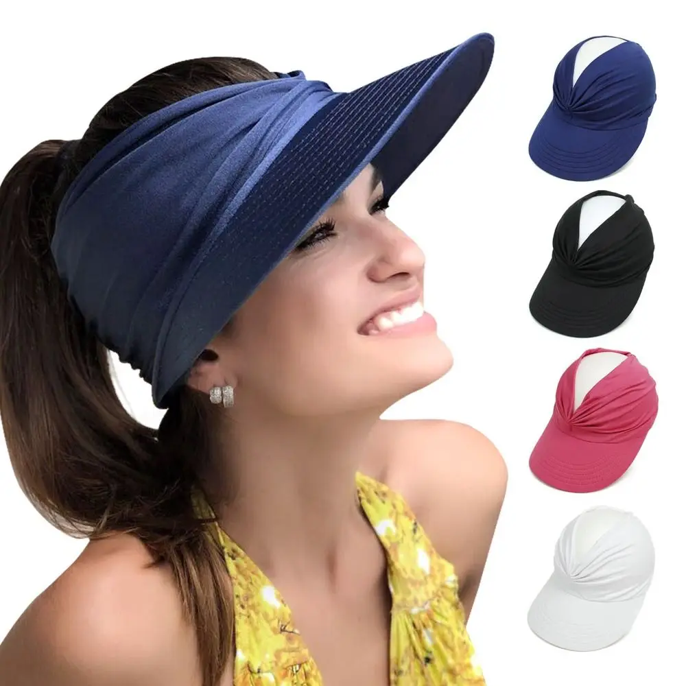 

Foldable Anti-UV Empty Top Sun Hat Large Wide Brim Beach Visor Cap Anti Sun Hollow Top Hollow Top Baseball Caps Outdoor
