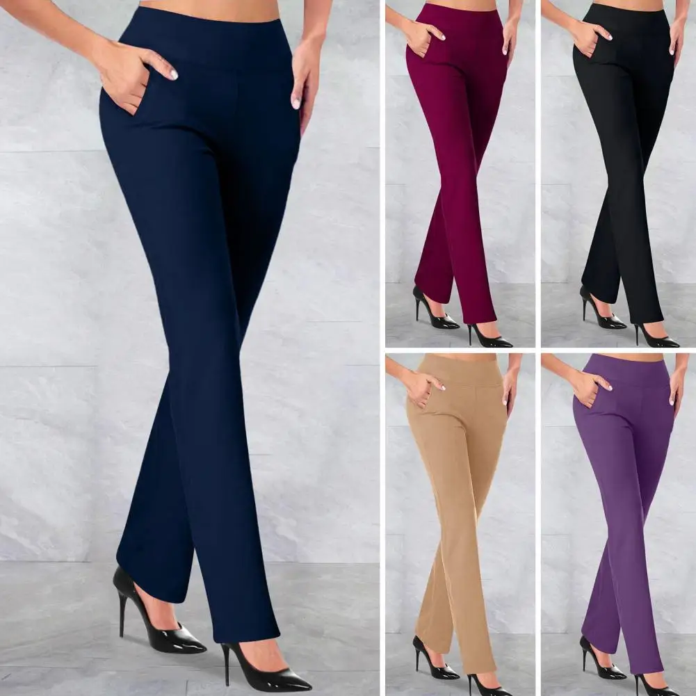 High Waist Work Pants Ladies Casual Workout Leggings Straight Pants Women\'s Trousers Spring Summer Commuter Dress Trousers