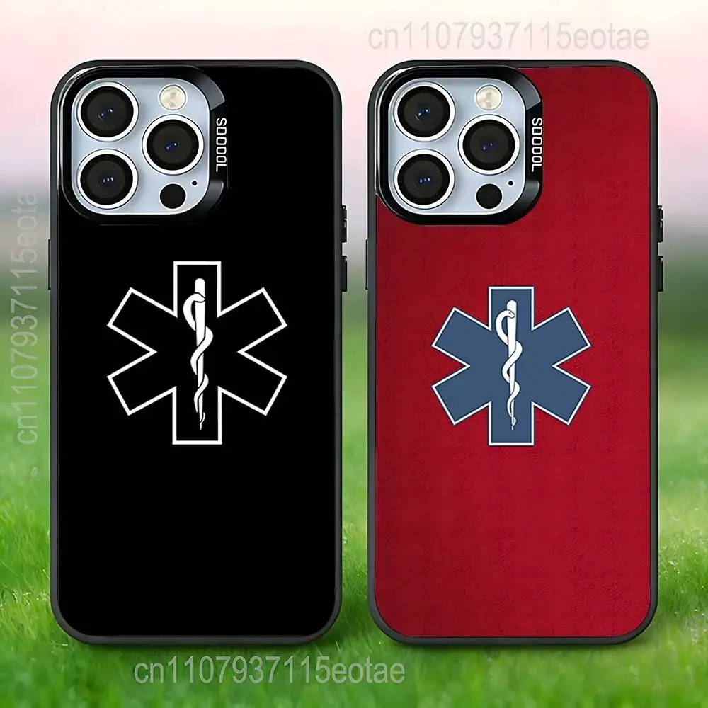 

EMT EMS Ambulance LOGO Phone Case For iPhone 17,16,15,14,13,12,11,Pro,XS,Max,Plus,Mini,SE4,E Black Matte Shockproof Cover