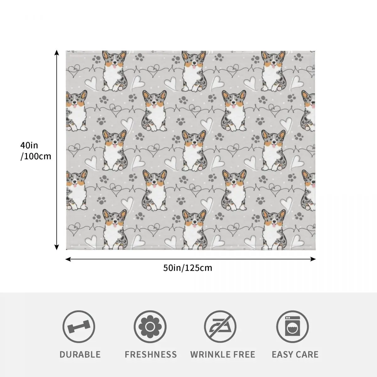 Love Corgi - بطانية رمي Blue Merle 2 بطانيات فلانيل ناعمة كبيرة منقوشة مخصصة #4