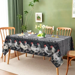 Farm Chicken Watercolor Household Anti-fouling Tablecloth Rectangular Coffee Table Waterproof and Oil-proof Fabric Mantel Mesa
