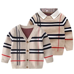 Children Clothes Winter Warm Top 2-8Y Boy Long Sleeve Sweater Knitted Gentleman Kids Spring Autumn Cardigan Baby Sweater