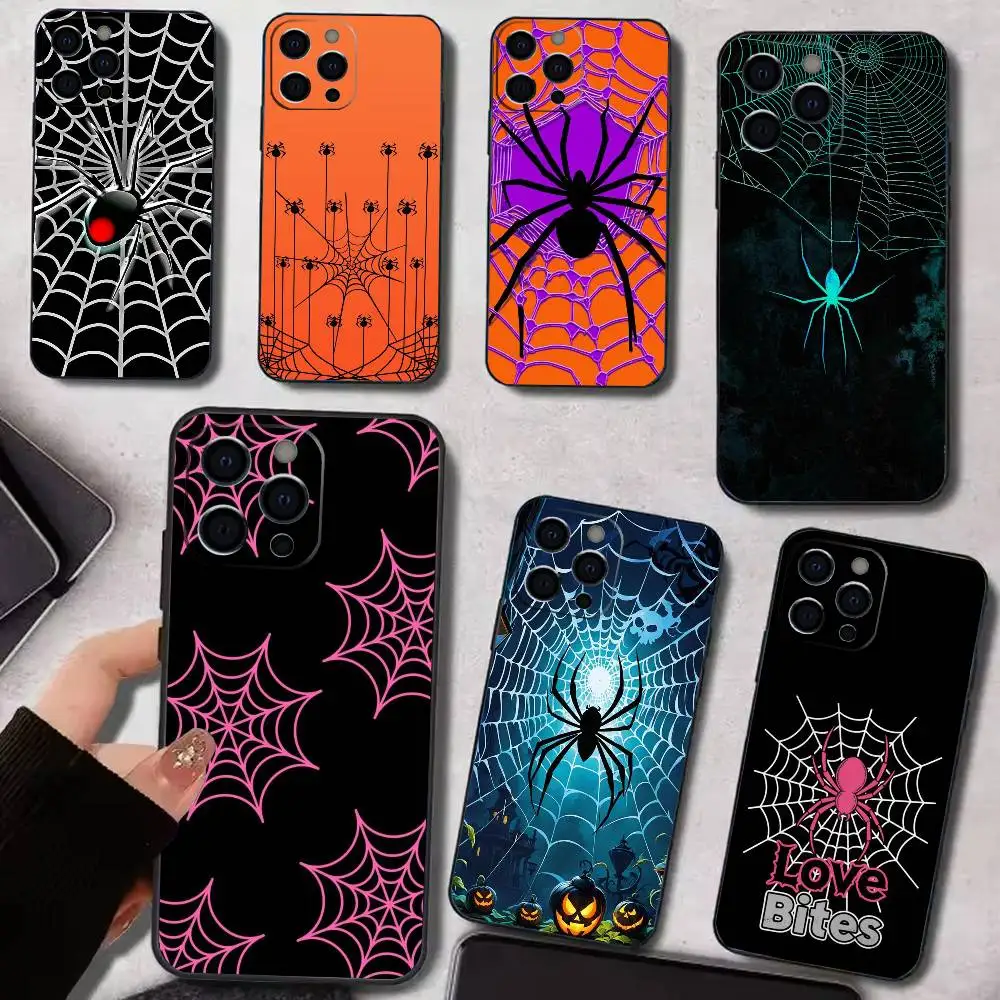 

S-Spider Phone Case For iPhone 17,16,15,14,13,12,11 Plus,Pro Max,XS,Soft Silicone Black Cover