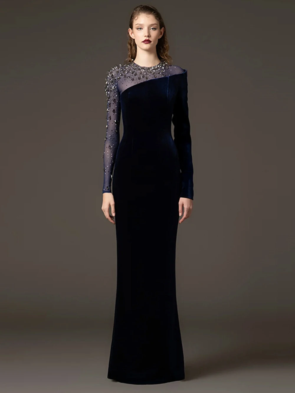 Robes de soirée élégantes Modphy pour dîner de gala 2026, robe en maille fine à paillettes, robe longue à manches longues en velours pour femmes