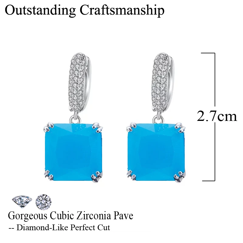 CWWZircons Vintage Princess Cut Emerald Drop Earrrings for Women Party Green Cubic Zircon Huggie Hoop Female Jewelry Gifts E0854