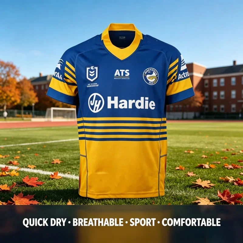 26-27 Sommer Neues Parramatta Eels NRL Heimtrikot Schnelltrocknendes Familien-T-Shirt im Y2K-Stil Geeignet für Alltag und Training – Detail 1