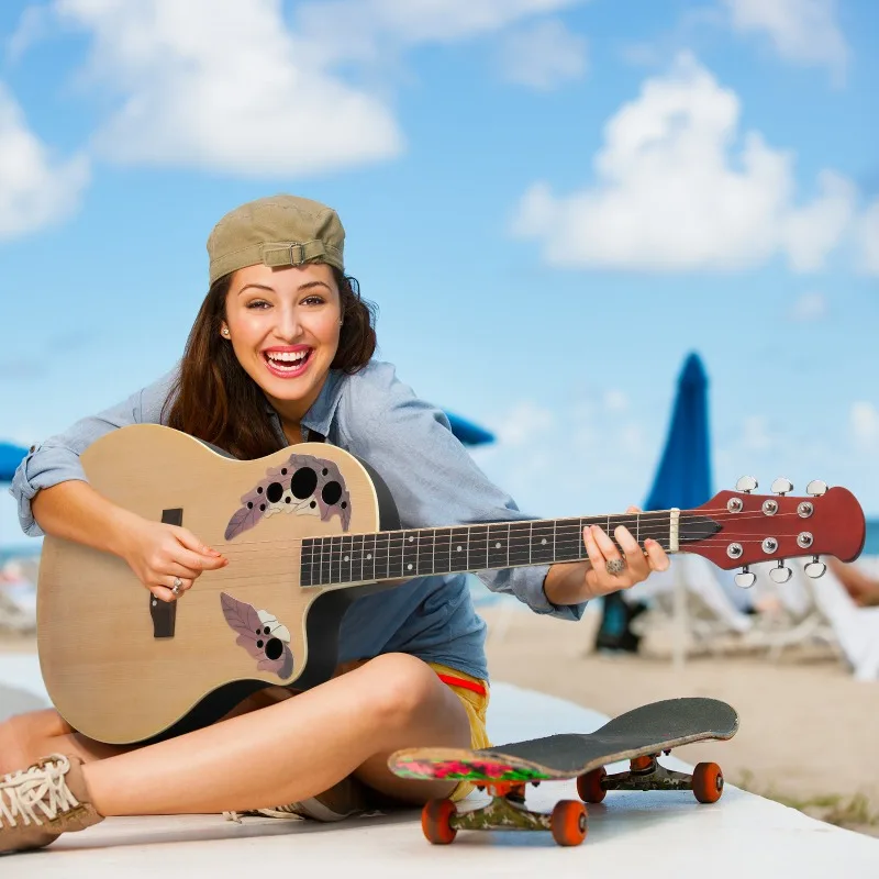 كوتاواي الصلبة شجرة التنوب العلوي الصوتية الغيتار ماتي جولة الظهر لون الخشب الطبيعي مع حقيبة وجع الغيتار الشعبي للمبتدئين