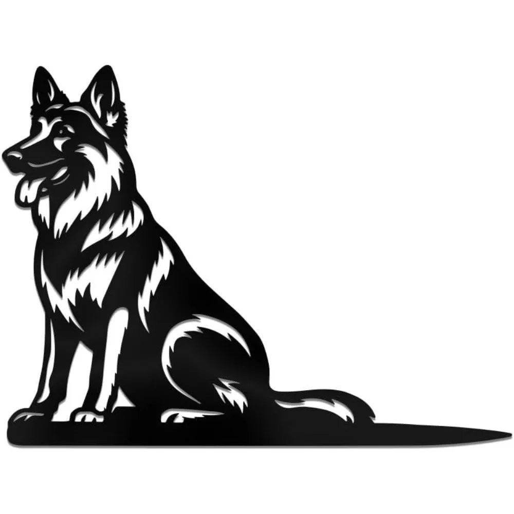 

German Shepherd Metal Yard Art Decor Dog Stainless Steel Outdoor Tree Silhouette Stake for Tree Yard Garden Patio making kit