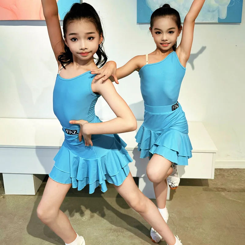 New professional performance girls' Latin dance dress practice clothes children's skirts vestidos femininos frete grátis