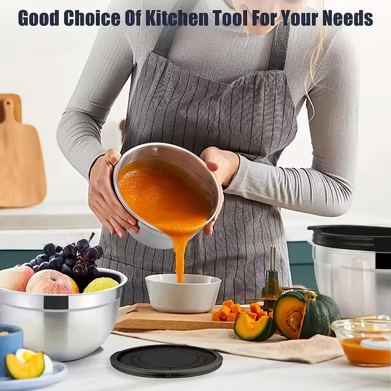 5pcs Stainless Steel Nested Bowl with Sealed Cover, a Set of 5 The Mixing Bowl, Used for Kitchen baking, Serving and Fruit.