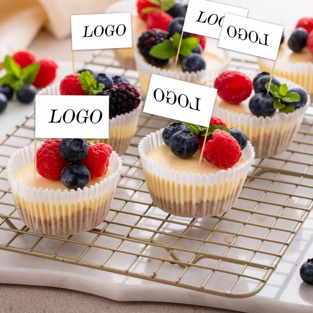 Personalized Mini Toothpick Flags Custom Logo Label Flags, Decorative Picks for Charcuterie, Cupcakes, Wedding & Parties