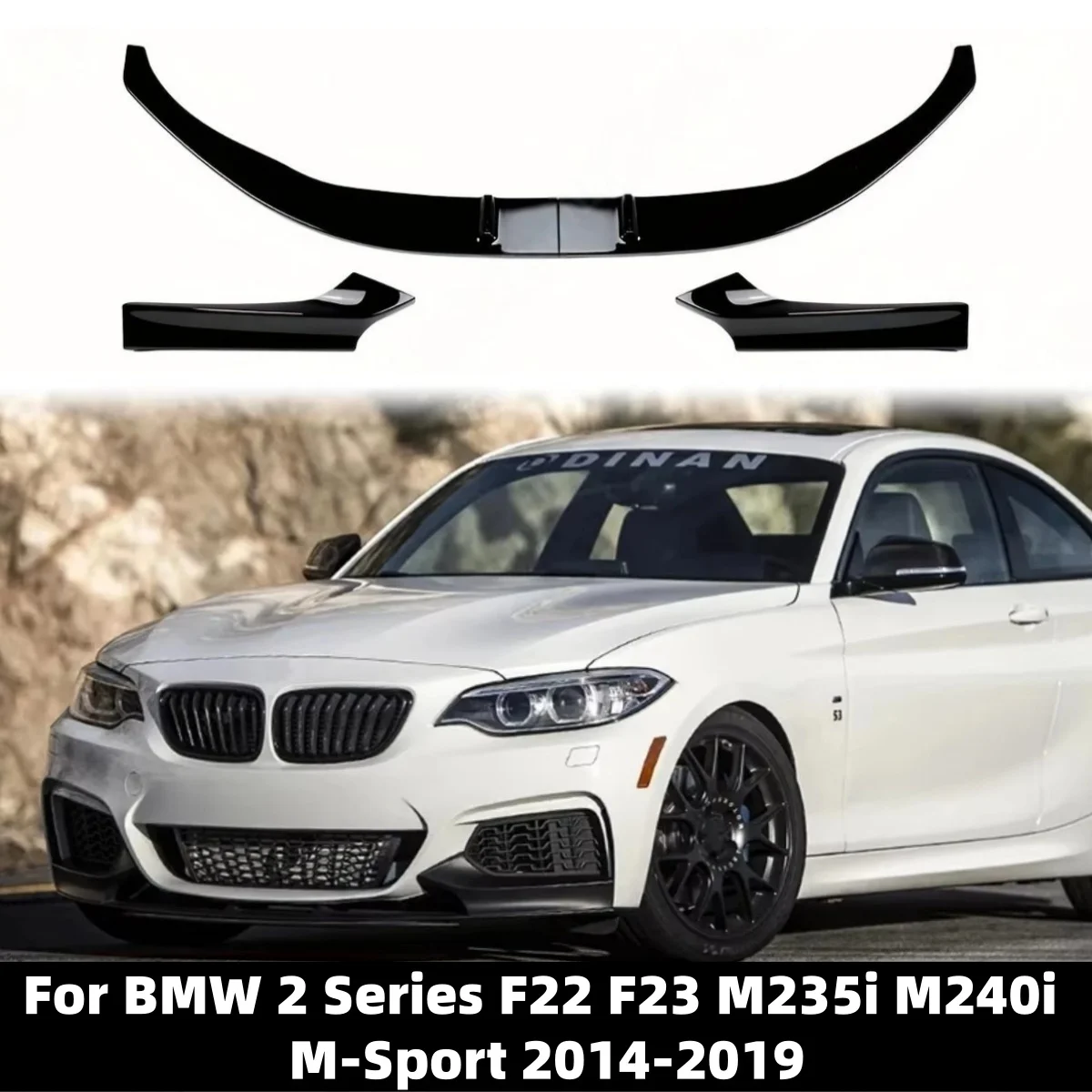 M-Sport Frontstoßstangenlippe für BMW 2er F22 F23 2014-2019 Spoiler Splitter Diffusor M235i M240i ABS-Verkleidung Tuning