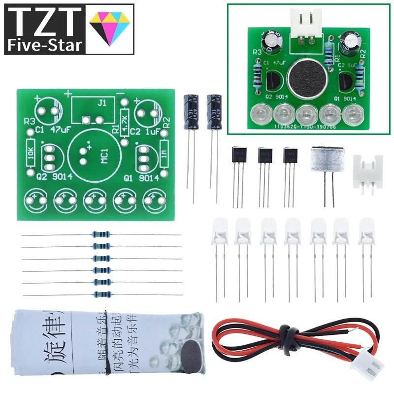 TZT 1/3PCS 3V-5.5V Voice Activated control lamp LED melody light module DIY Electronic Funny Kit Production Suite Learning Board