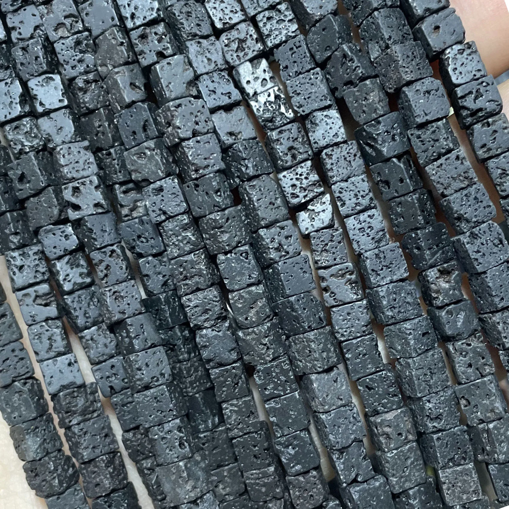 4 6 8 MM Naturstein Schwarz Vulkan Lava Quadratische Spacer Perlen Für Schmuck Machen Diy Armband Halskette Zubehör