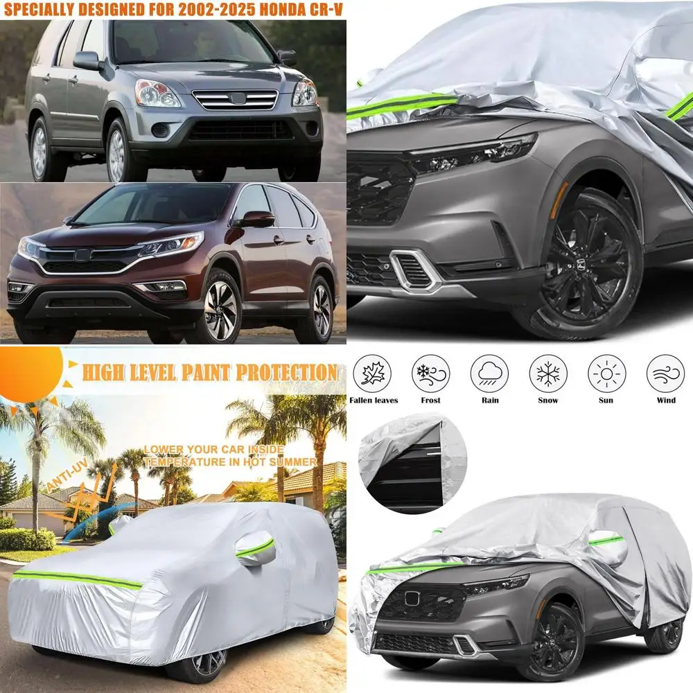 

Custom-Fit 6-Layer Waterproof CR-V Car Cover (2002-2025) with Zippered Door & Windproof Bands for All-Weather Protection