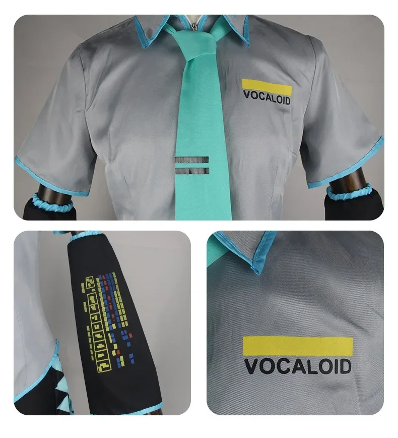 Cosplay talla europea hombre Miku Cosplay disfraz peluca conjunto completo tela de cuero plateado traje Miku uniforme de estilo masculino