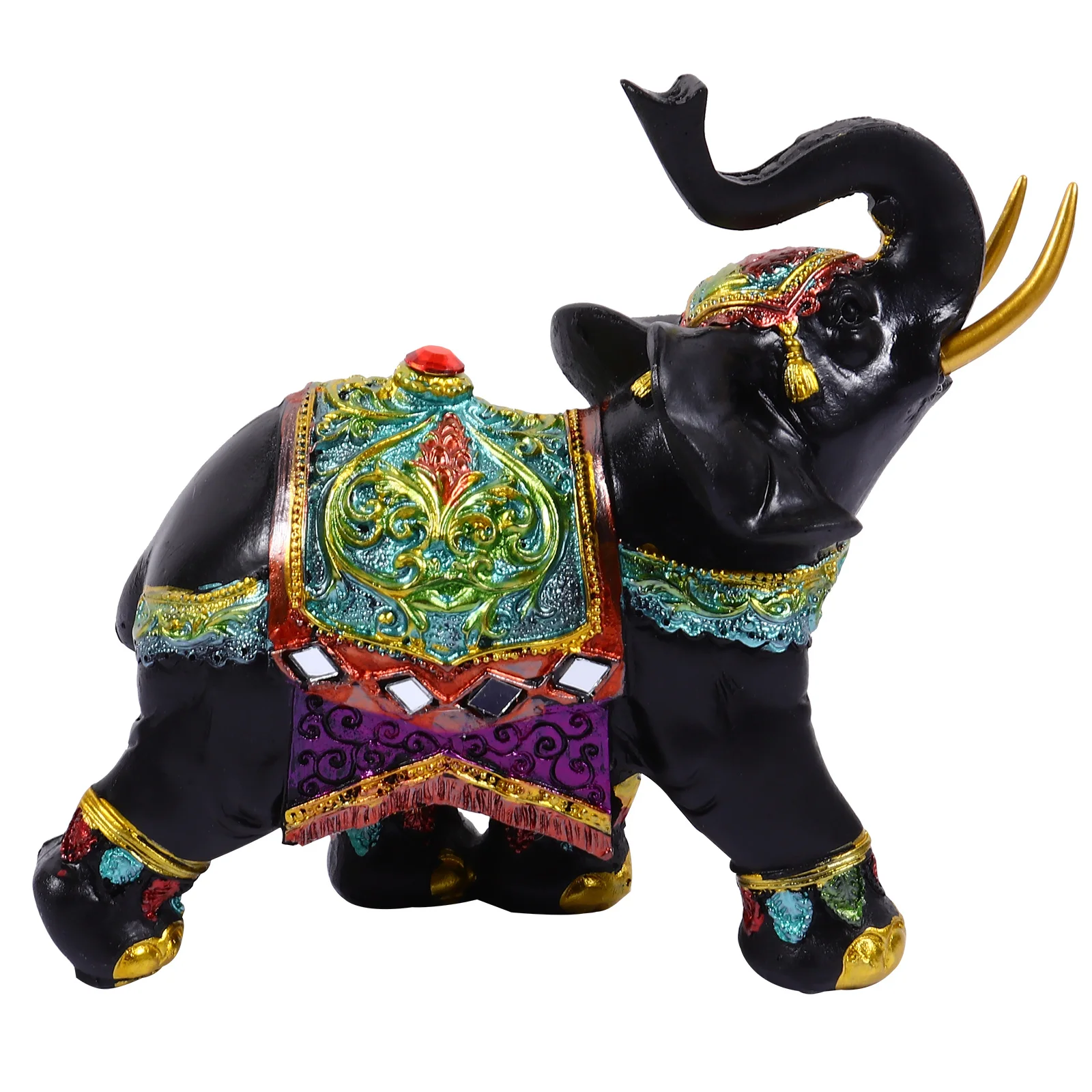 

1Pcs Resin Elephant Desktop Ornament Lucky Feng Shui Sculpture Animal Statue Home Office Decor for Wealth Power