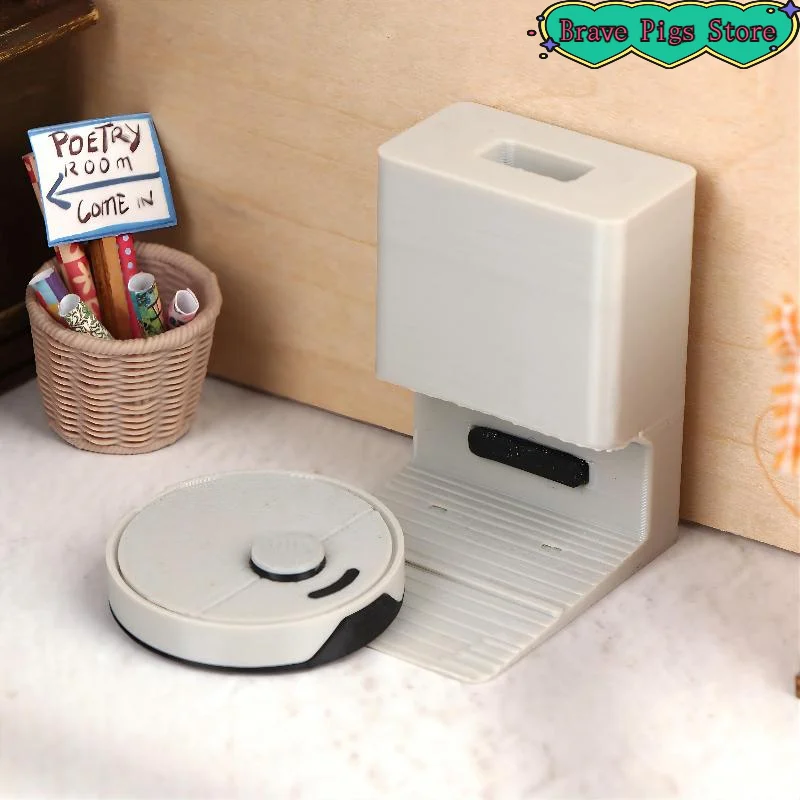 Miniature Sweeper Ornament 1:12 Dollhouse Mini Robot Vacuum Cleaner Model Dollhouse Living Room Scene Decor Pretend Play Toys