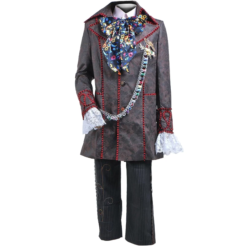 

Mad Cosplay Hatter Costume Movie Alice Tarrant Hightopp Outfits Man Women Halloween Party Role Play Clothes Male Adult Full Suit