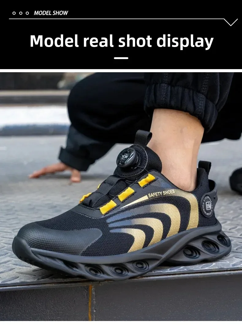 New Safetys Shoe Rotating Button Work Shoes Men Anti-smash Anti-puncture Shoes Fashion Men Sport Shoes Security Protective Boots