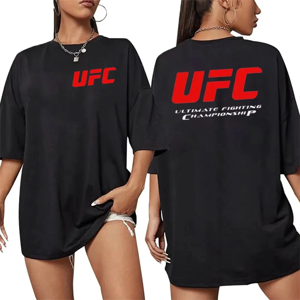 Camiseta con Logotipo de UFC, Estilo Deportivo, de Algodón, Manga Corta, Clásica, para Fanáticos, Unisex, para Gimnasio, Fitness, Casual, Retro