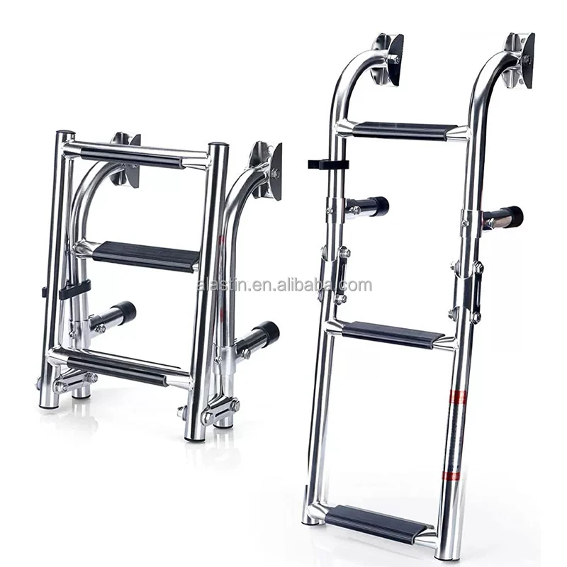 

316/304 Stainless Steel Non-slip Swim Ladder 2+1 Steps Telescopic Boat Ladder for Yacht Swimming Pool2025