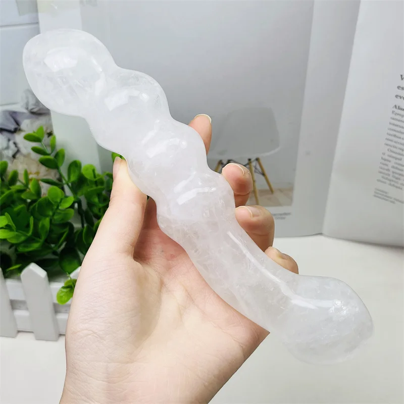 20CM Natural Clear Quartz Penis Crystal Quartz Yoni Wand Massage Stick Healing Gemstone As Gift For Women Gift  1pcs