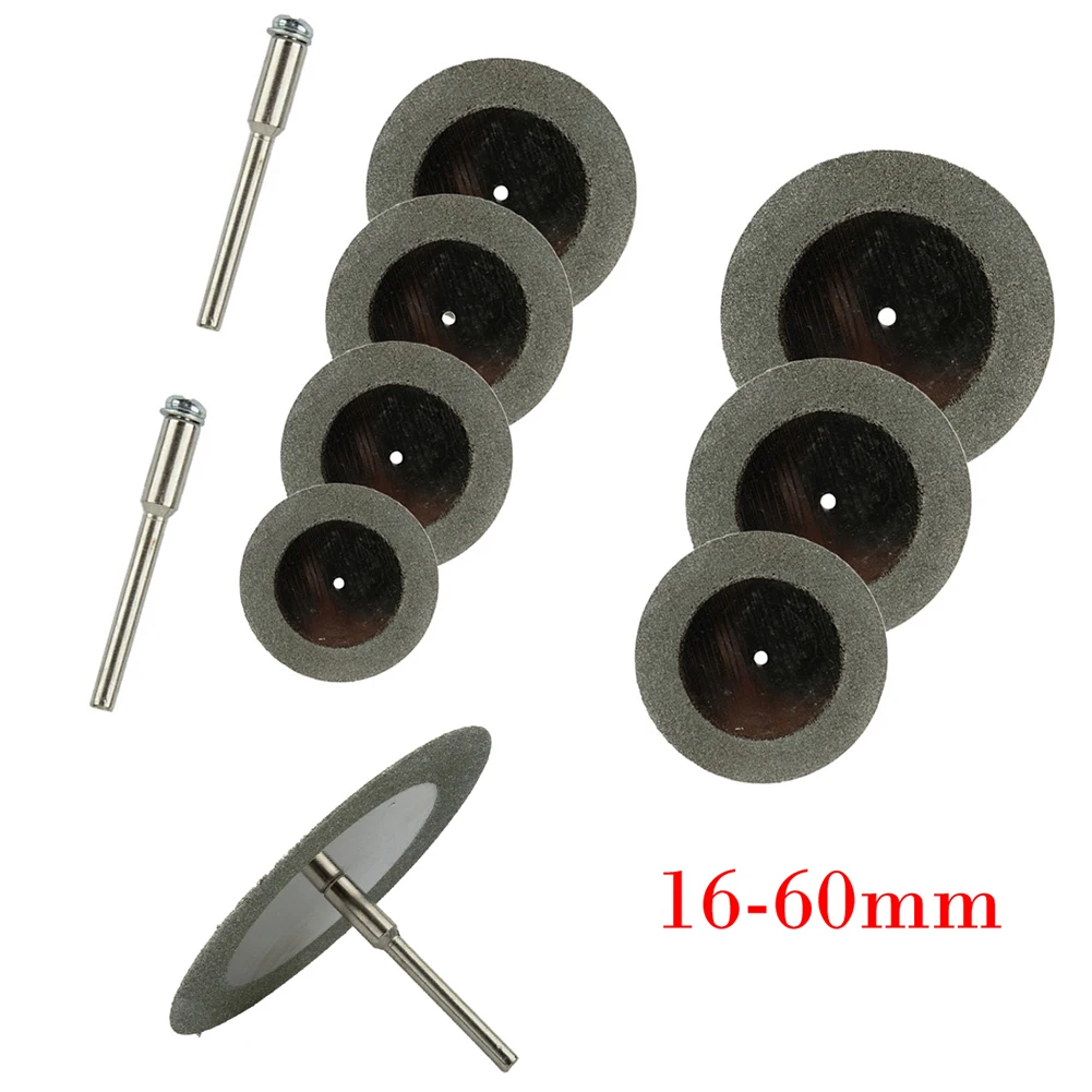 7PCS 16-60mm Diamond Grinding Wheel Cutting Wheel Disc Saw Blade With Mandrel Cutting Disc Power Tool Accessories