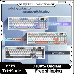 Y95 Mechanical Game Keyboard Wireless Bluetooth Tri-Mode 98 Full Key No Impact Hot Swappable Diy Color Screen Office Keyboard