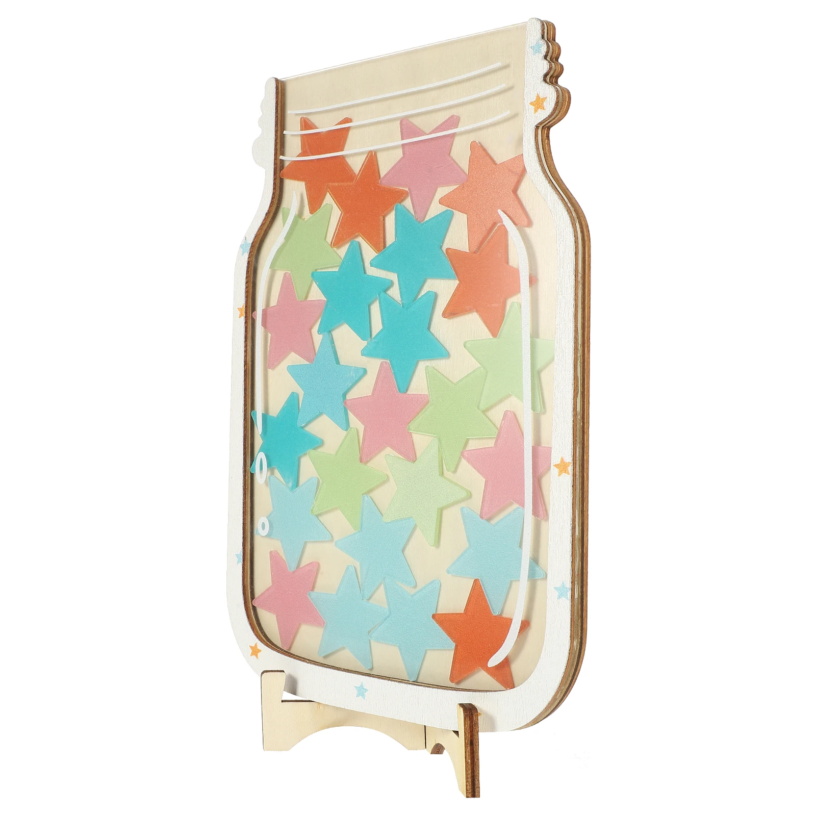 

1 set Reward Stars Storage Jar Wooden Kids School Training Chart Filling Toys Skills Home Classroom Decor Storage Jar