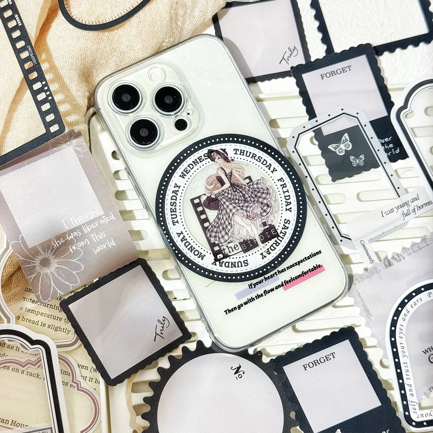 30sheets Ins Style Assorted Frame Border Collage Materials, Decor Stickers for Journal Scrapbooking Handmade Craft