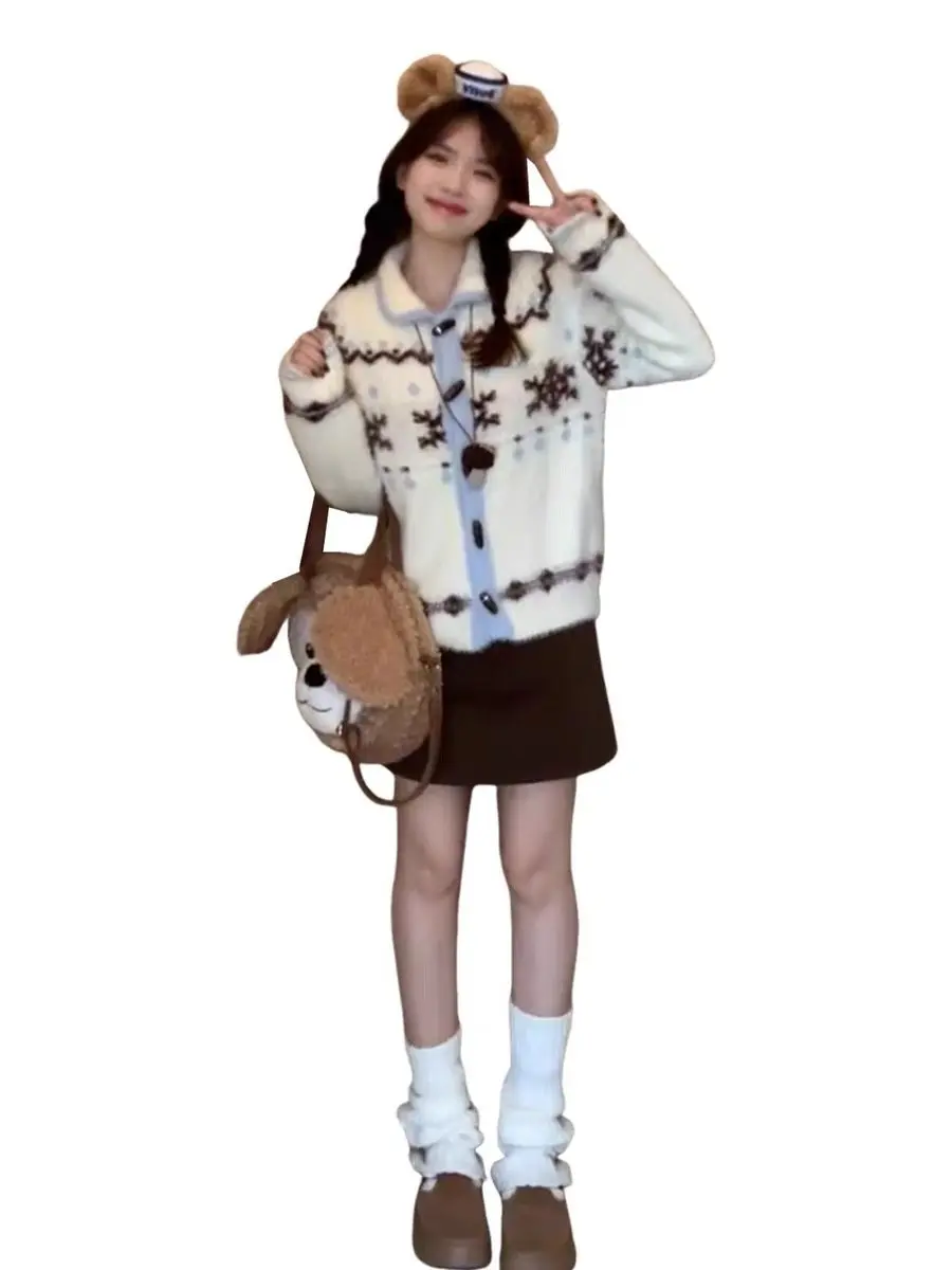 Ele losse gebreide witte trui Jaet dames herfst winter bovenkleding Fai Island Sle casual comfortabele warme top