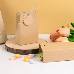 10/20/30pcs Kraft Paper Gift Bag With Hemp Rope and Hang tag Wedding Birthday Gift Packaging Bag 2025 Christmas Favors bag