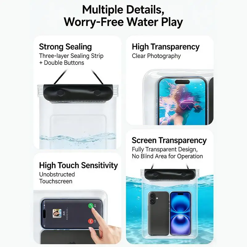 Outdoor Waterproof Tablet Bag Large Capacity Underwater Pouch for Swimming Beach Boating Kayaking Supplies