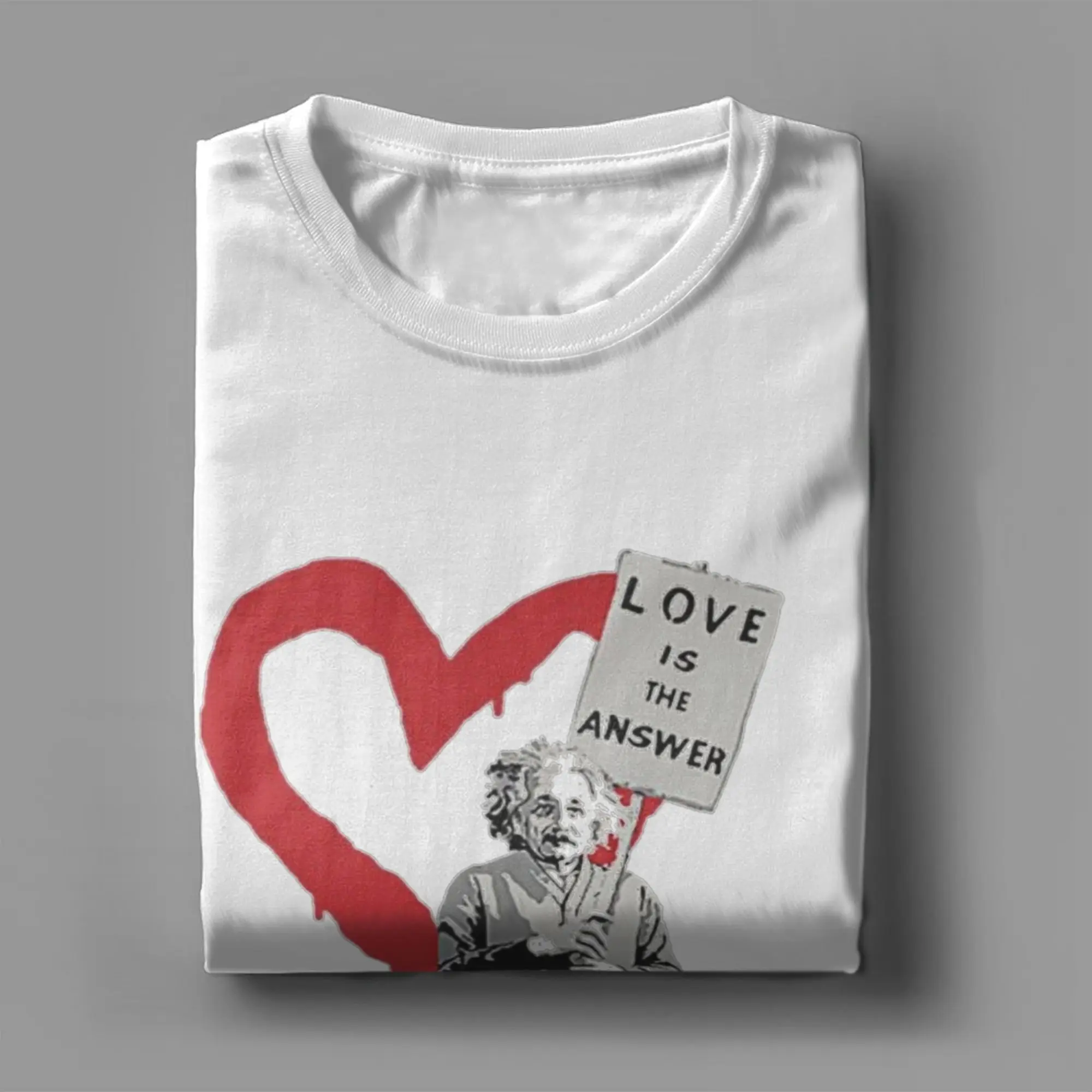 

Мужские футболки BANKSY, забавная футболка с надписью «Эйнштейн: Любовь — это ответ», футболка с короткими рукавами и круглым воротником, летняя одежда из 100% хлопка