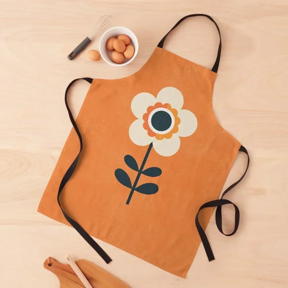 

Retro Blossom - Orange and Cream Apron Kitchen Chef Home Cleaning Men gift cleanings Apron