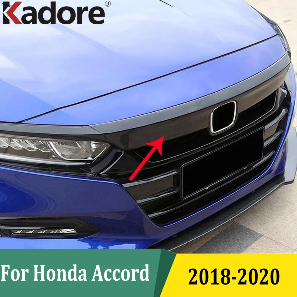 

For Honda Accord 2018 2019 2020 10th Carbon Fiber Black Exterior Front Engine Machine Grille Upper Hood Cover Trim Car Styling