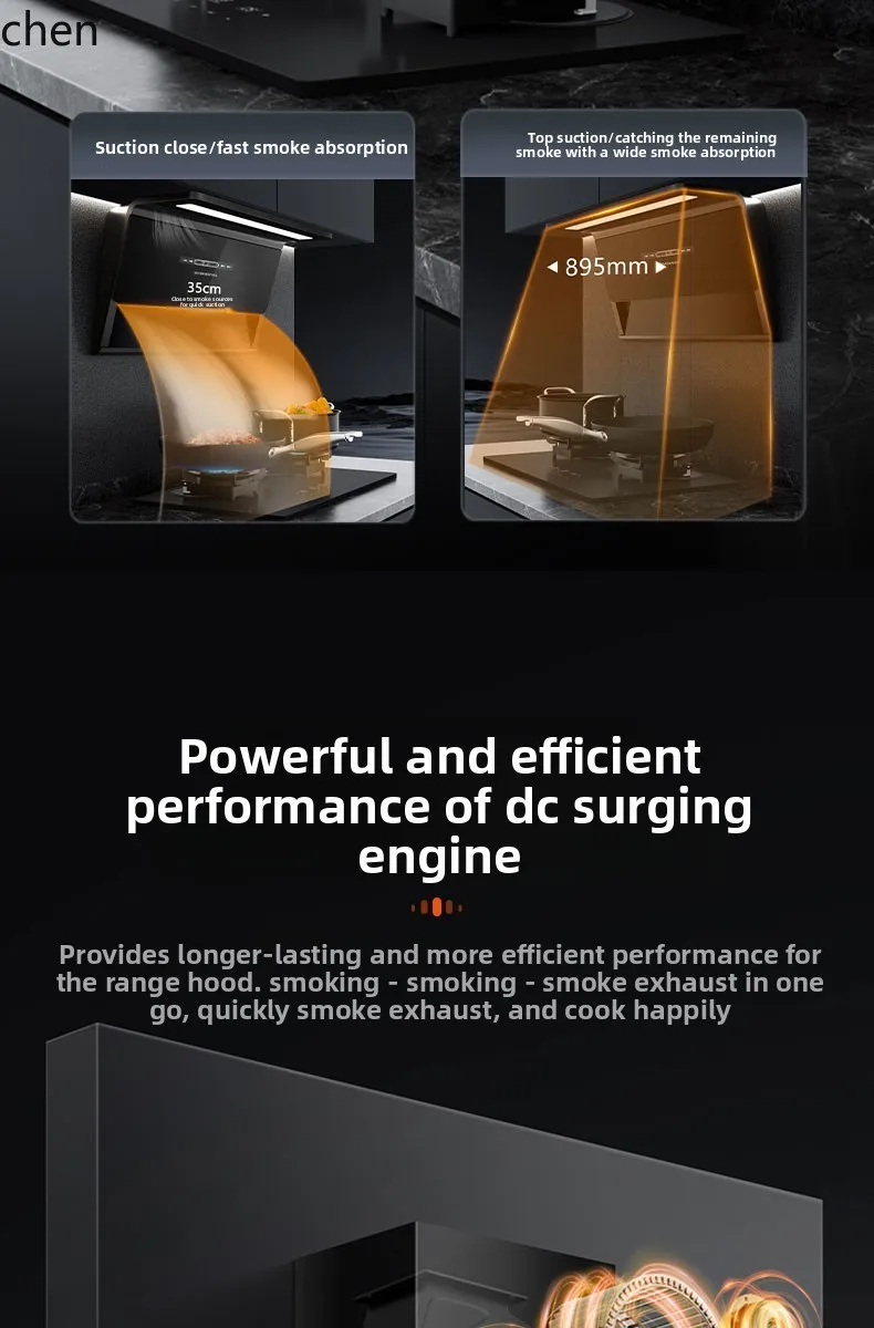 ZML household kitchen range hood large suction top side double suction natural liquefied coal gas stove