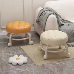 Taburete pequeño de rueda Universal para niños, taburete bajo con polea giratoria de 360 °, silla redonda para caminar en el hogar, cambio de zapatos, multitaburete