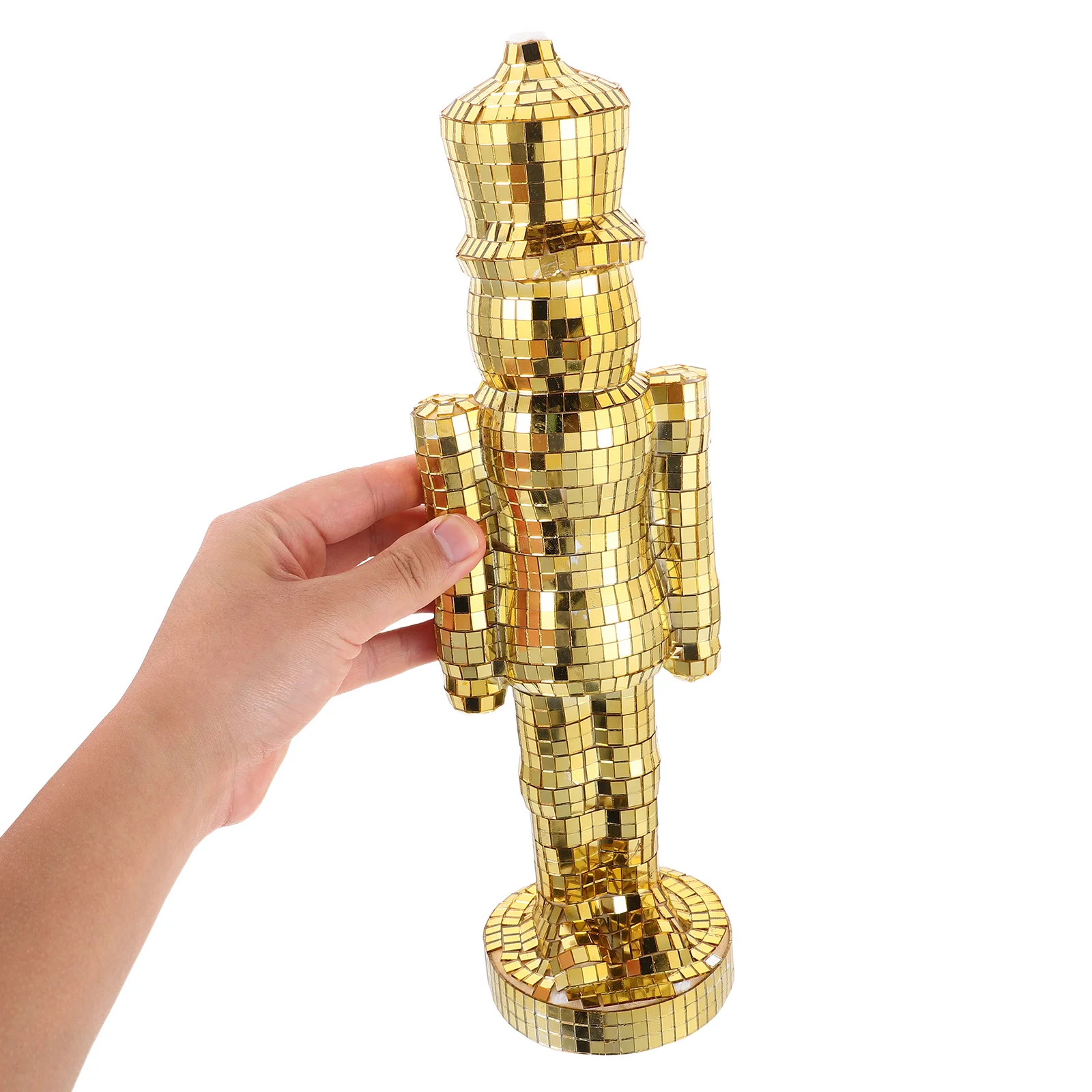 

40Cm Elegant Glass Nutcracker: Artistic Christmas Decoration for Cabinet Tabletop Home Office Holiday Display Sparkling Light