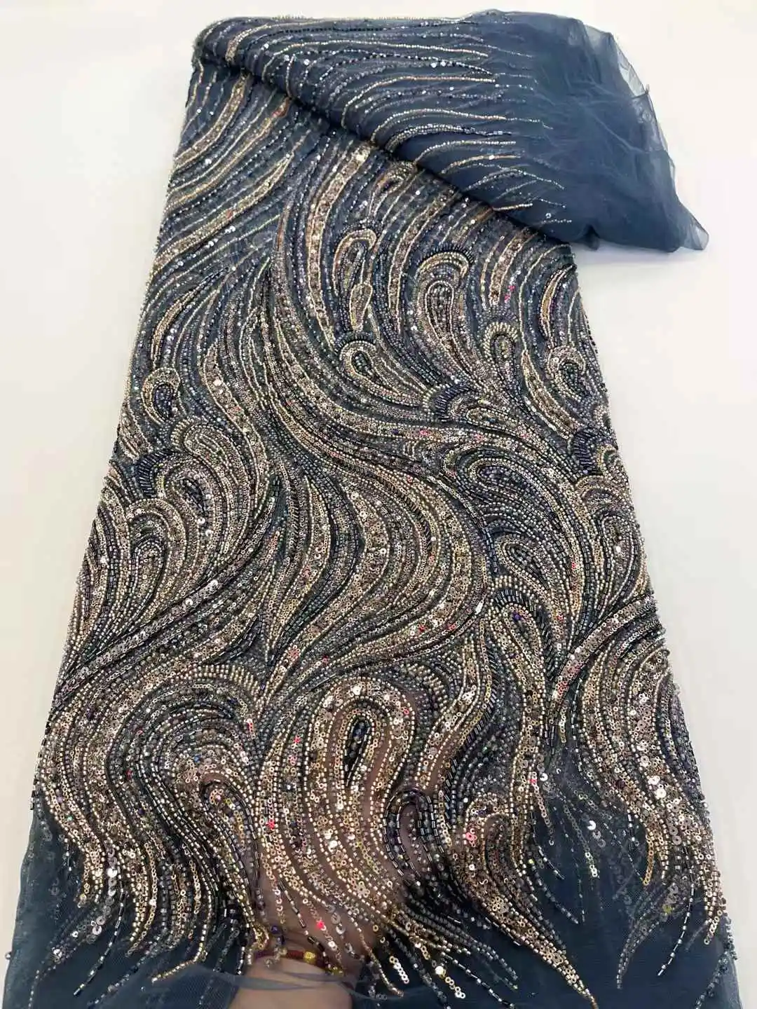 Africa Nigerian Beaded French Mesh Lace With Sequins High Quality 2025 Embroidery Lace Sequins Lace For Wedding Dresses Women