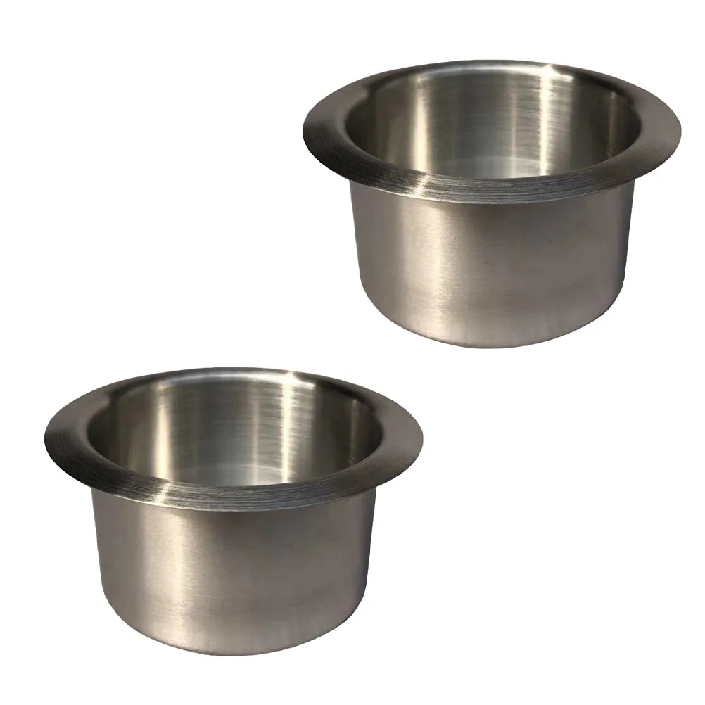 2PCS Sofa Handrail Water Cup Holder Multifunctional Stainless Steel Ashtray Storage Rack for Home - 35mm Height (Silver)