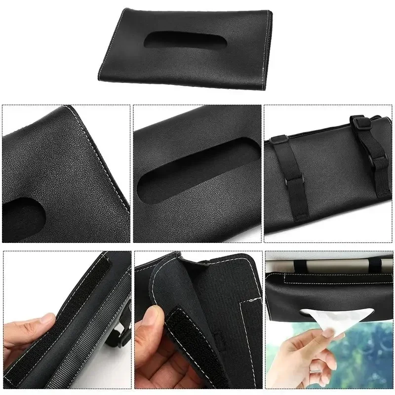 1/2/3pcs Convenient PU Leather Car Tissue Holder Soft Universal Car Tissue Box Creative Elegant Sun Visor Attachment Vehicle Use