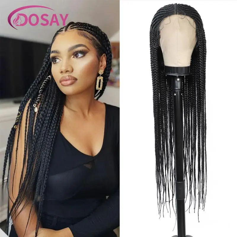 Perruque synthétique 36 amaran 13x8 pour femmes noires, postiche de tressage en cornrow fait à la main, sans nœuds