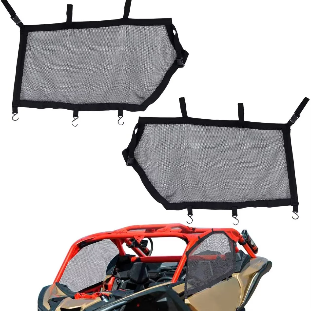 UTV Right & Left Window Net For Can-Am Maverick X3 2017-2021 Window Shade Shield Roll Cage Mesh Net Door Scratch Prevention